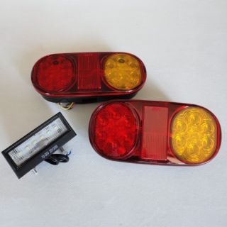 Pair LED Trailer Light Boat Jet Ski Submersible and LED License Number No Plate
