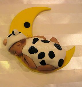 Cow Jumped Over The Moon Cake Topper Baby Shower Favors Birthday Decorations