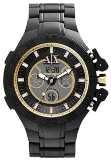 Armani Exchange AX1194 Black Silicone 48mm Analog Digital Mens Watch Fast SHIP