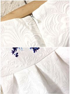 New Womens Sleeveless White Porcelain Floral Print Flare Dress Mini Zipper Dress