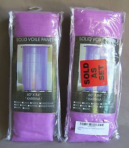 2 Piece Solid Lavender Purple Sheer Voile Window Curtains Drapes Panels 60 x 84"