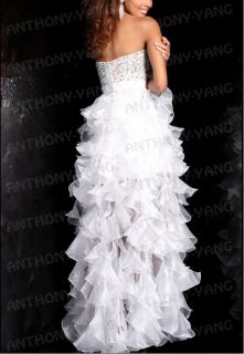 2013NEW A Line Sweetheart Beading Bow Ruffled Organza Long Turquoise Prom Dress