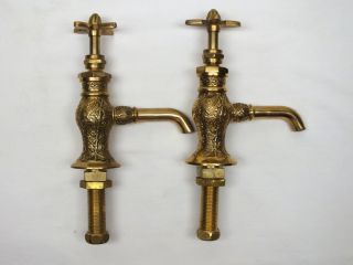 Vintage Solid Brass Detailed Water Faucets Set of 2 Phylrich Sherle Wagner