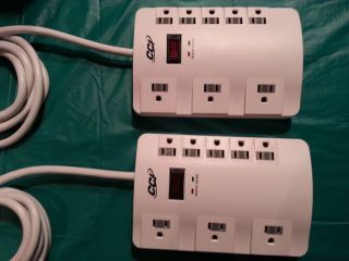 Two Protected Power Strip 8 Outlet 6ft Cord