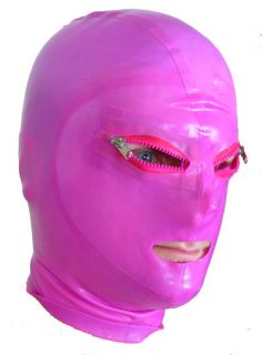 "Purple" Latex Fetish Mask Rubber PVC Hood Wrestling