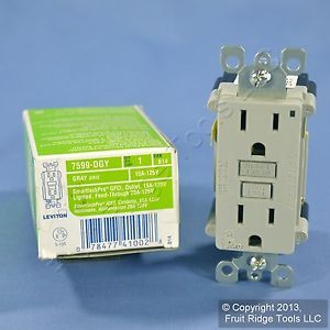 Leviton Gray Smart Lock Lighted 15A GFCI Receptacle Duplex GFI Outlet 7599 DGY