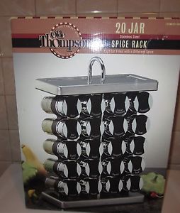 Stainless Steel Spice Rack with 20 Glass Spice Jar Containers