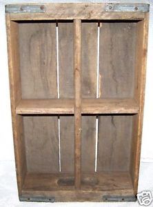 Vintage Wood Wooden Crate Carrier Display Box Caddy Case Rustic Cabin Decor