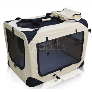 24" Beige Heavy Duty Travel Soft Foldable Dog Cage Crate Kennel Carrier House