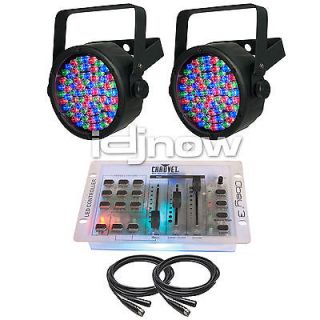 Chauvet Slimpar 38 LED RGB Par Can w Obey 3 CL DMX Lighting Controller 2 Pack