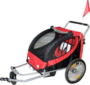 Double Swivel Red 3in1 Bicycle Bike Trailer Baby Stroller Jogger Carrier 30RB