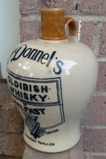 RARE O'Donnel's Old Irish Whisky Belfast Ireland Whiskey Stoneware Flagon Jug