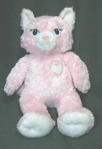 Build A Bear Workshop Pink Cat White Heart Plush Toy