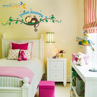 Cute Monkey Sweet Dream Wall Decals Wall Decals Kids Decor Home Mural Art