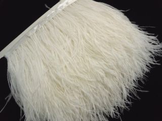 F101 per Feet White Ostrich Feather Fringe Trim Brooch Fascinator Material
