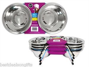 Buy 3 Get 4 Stainless Steel Raised Dog Pet Cat Twin Food Water Feeding Bowls