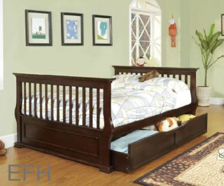 New Everson Mission Cappuccino Finish Wood Full Day Bed w Trundle Storage