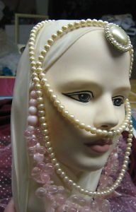 1986 Exotic Female Mannequin Doll Head Display vint Jewelry Bead Bisque Woman