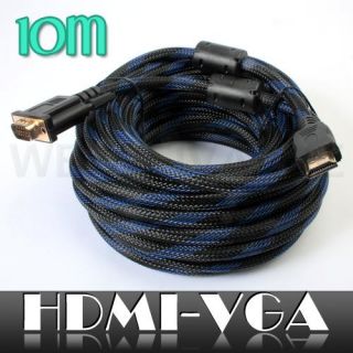 10M HDMI to VGA Cable SVGA 15 Pin Gold Male Cable for LCD TV Monitor 33ft 33FEET
