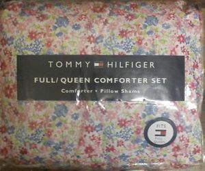 3pc Tommy Hilfiger Quinn Blue Pink Green Floral Full Queen Comforter Sham Set