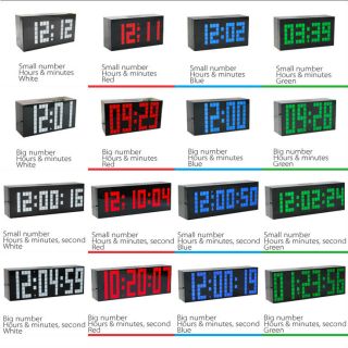 Bid Digital LED Night Color Light Display Temp Calendar Alarm Desk Wall Clock