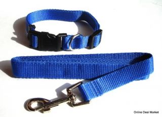 Brand New Dog Puppy Pet Leash Collar Set Combo Matching Adjustable Blue