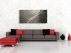 Large Metal Wall Art Pure Metal Artwork 'Collide' 48x24 in 3 Panel Abstract