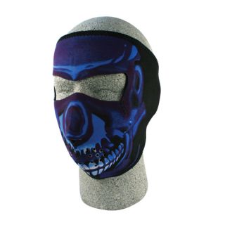 Blue Chrome Skull Neoprene Cold Weather Full Face Mask Skiing Motorcycle