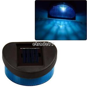 Blue Light LED Solar Powered Wall Stairway Mount Garden Cool Fence Lamp EA77