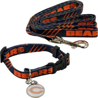 Chicago Bears Dog Collar Leash ID Tag Pet Set NFL
