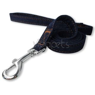 13 21" Blue Jean Dog Collar 4ft Matching Leash Durable Medium Large