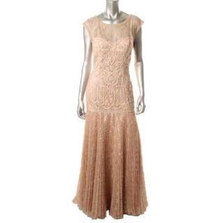 Sue Wong New Beige Lace Applique Sleeveless Evening Dress Gown 12 BHFO