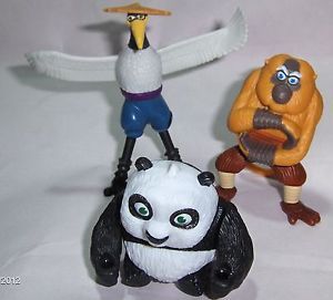 McDonalds Toy Kung Fu Panda Movie Action Figure Lot Monkey Po Crane Cake Toppers