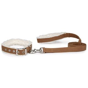 East Side Collection Cozy Sherpa Dog Collars Faux Leather Collars and Leashes