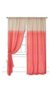 New Anthropologie Quarter Color Window Curtain Panel 96" Coral Linen Natural