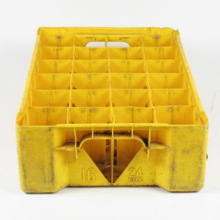 Vintage Yellow Plastic Embossed Coca Cola Bottle Crate Carrier