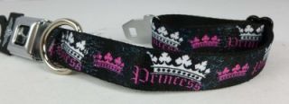 Princess Seat Belt Buckle Style Dog Collar or Leash 2 Colors 4 Sizes