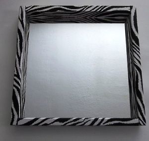 Zebra Stripe Print Vanity Mirror Girls Bedroom Wall Decor Animal Bathroom Shelf