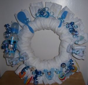 Baby Shower Mickey Mouse Diaper Wreath Swaddler Diapers Pacifier Bottle
