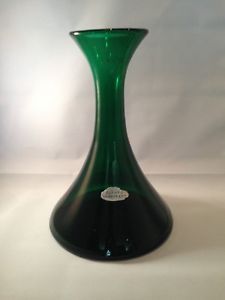 Mid Century Blenko Water Carafe Pitcher Green Emerald Glass Retro Original Foil