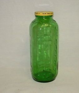 Vintage Green Glass Refrigerator Jar Water Juice Bottle 40 Oz