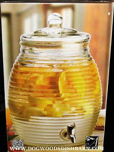 Amici Brava Beverage Dispenser w Stand Glass 2 5 Gallons Glass Jar Lemon Water