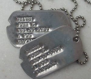 Real Notched Debossed Military Dog Tags Made for U