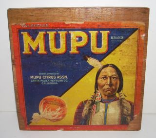 Vintage Mupu Indian Sunkist Orange Crate Panel Label