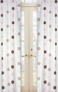 Sweet JoJo Designs Pink Brown Polka Dot Window Treatment Panels Curtain Covering