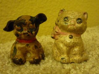 Vintage Cast Iron Cat and Dog Paperweight Hubley