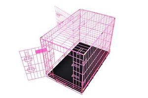 Champion 36" Pink Portable Folding Dog Pet Crate Cage Kennel Two Door ABS Tray
