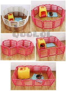 Qoolol Sectional Dog and Cat Pet Play Fence Plastic Pen Gate Exercise Pen Pink