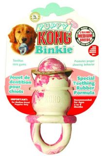 Pet Supply Puppy Kong Binkie Binky Dog Pacifier Play Chew Toy Pink Rubber Large