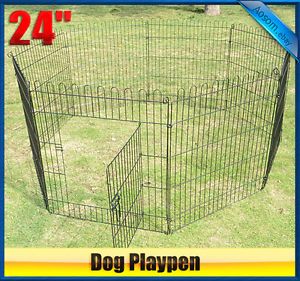 24" Heavy Duty 8PANEL Pet Playpen Dog Play Exercise Pen Cat Fence